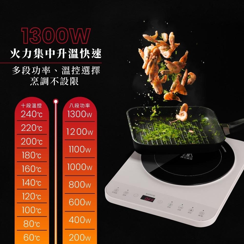 含稅全新原廠保固一年KINYO薄型輕量級全鍋具使用耐高溫黑晶玻璃IH多重保護電磁爐(EIH-6690)-細節圖3