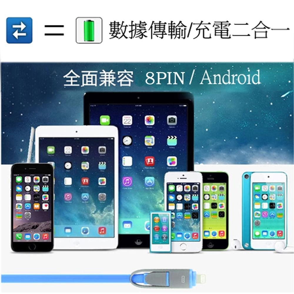 含稅全新特價月陽1米安卓8PIN通用TPE麵條型防纏繞手機快速充電線資料傳輸線(UND10)-細節圖2