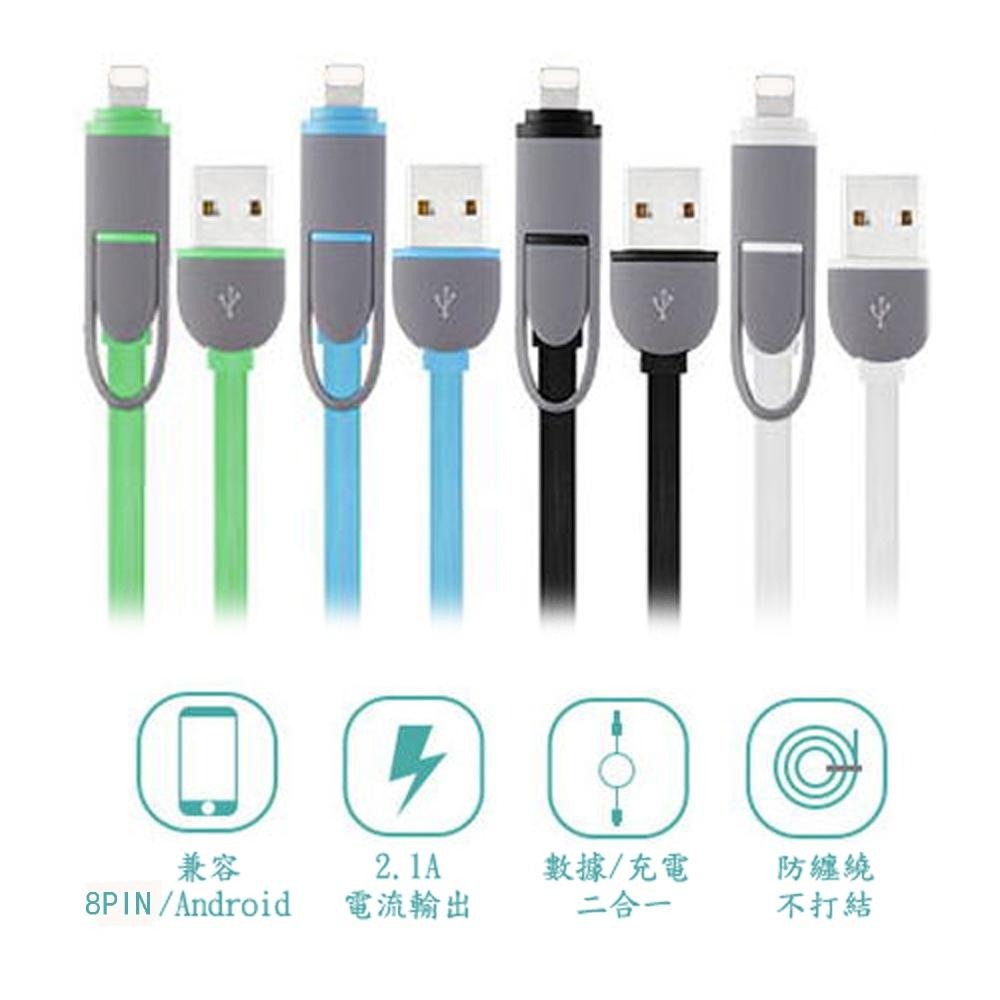 含稅全新特價月陽1米安卓8PIN通用TPE麵條型防纏繞手機快速充電線資料傳輸線(UND10)-細節圖7