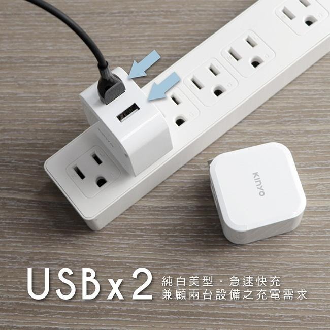 含稅全新原廠保固一年KINYO國際旅行通用電壓2.4A智能電流雙USB多項保護折疊插頭充電頭充電器(CUH-216)-細節圖3