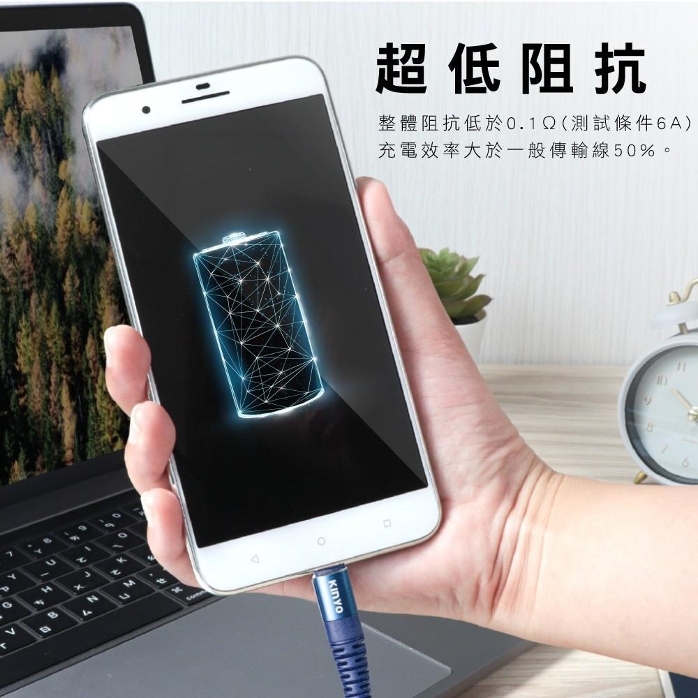 含稅全新原廠保固一年KINYO長1.2米超快充Type-C6A充電線傳輸線(USB-C901)-細節圖4