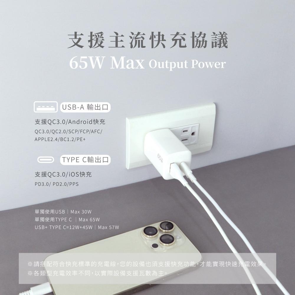 含稅全新原廠保固一年KINYO氮化鎵65W高效快充PD3.0USB+Type C多重保護充電器充電頭(PDCB-165)-細節圖4