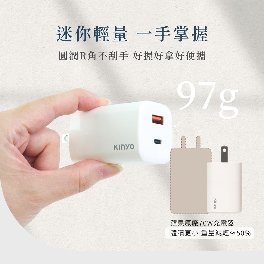 含稅全新原廠保固一年KINYO氮化鎵65W高效快充PD3.0USB+Type C多重保護充電器充電頭(PDCB-165)-細節圖8