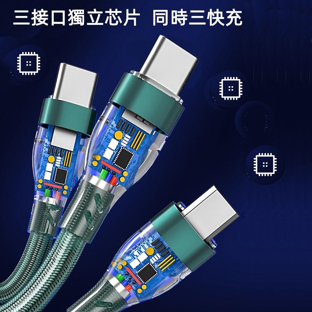 含稅全新特價一年保固月陽三合一TYPEC安卓8PIN耐拉址編織線1.2米極速6A充電線無資料傳輸(AMTD312)-細節圖4