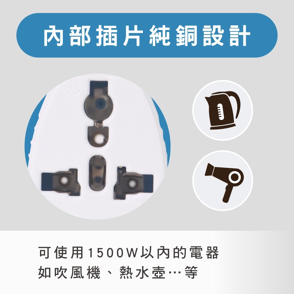 含稅全新原廠保固一年KINYO南美洲東南亞旅行用國際標準萬用轉換插頭插座(J-34)字號R31554-細節圖5