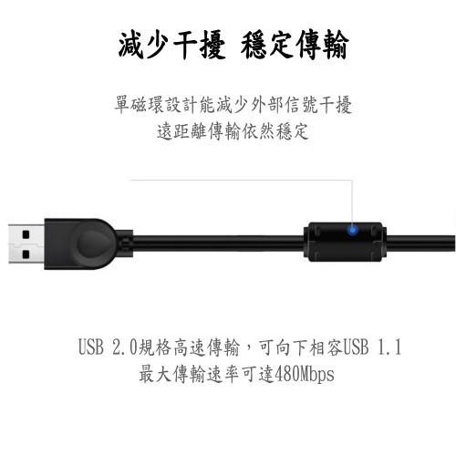 含稅特價月陽超值2入2.7米公對母雙屏蔽磁環USB延長線傳輸線充電線(USB27MX2)-細節圖5