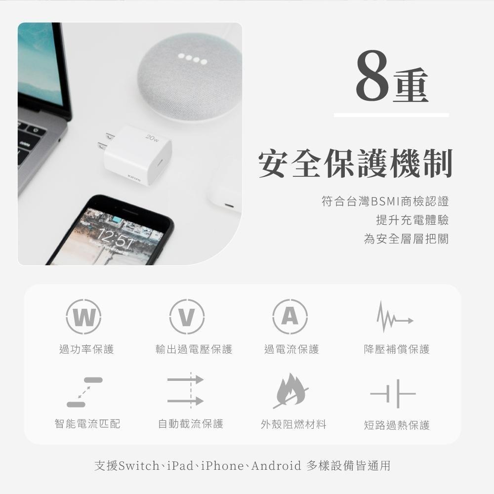 含稅全新原廠保固一年KINYO全球旅行單孔TYPEC急充PD20W快充8重保護充電器充電頭(A-PDCB-001)-細節圖9