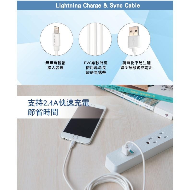 含稅原廠保固一年KINYO蘋果MFi認證2米Lightning快充編織充電傳輸線(USBAP113)-細節圖2