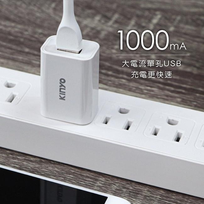 含稅全新原廠保固一年KINYO單USB國際通用1A智慧多重保護USB充電器(CUH-19)-細節圖3