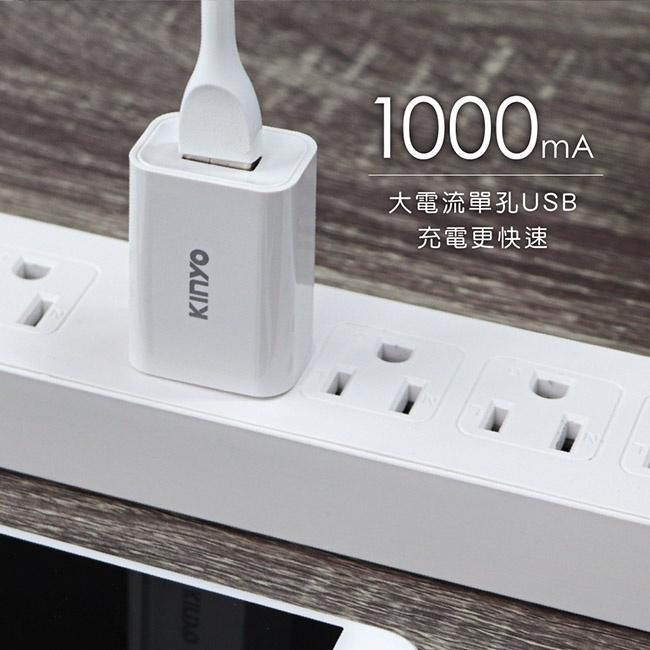 含稅全新原廠保固一年KINYO單USB國際通用1A智慧多重保護USB充電器(CUH-19)-細節圖3