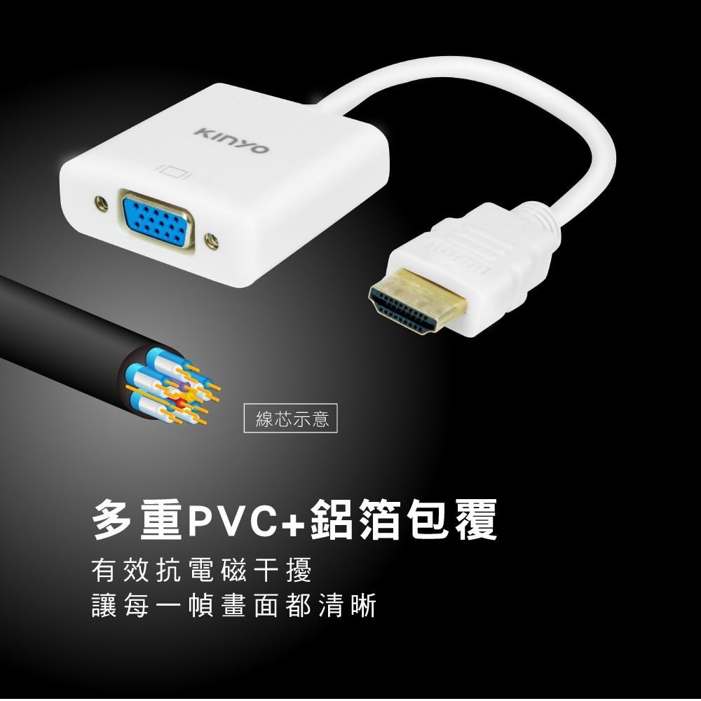 含稅原廠保固一年KINYO鍍金HDMI轉VGA影像轉接器(HDV-011)-細節圖4