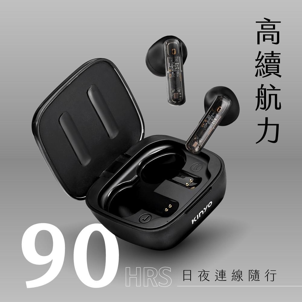 含稅全新原廠保固一年KINYO炫光電競羽量級長續航藍牙5.3真無線降噪IPX5防水藍芽耳機麥克風(BTE-3909)-細節圖9