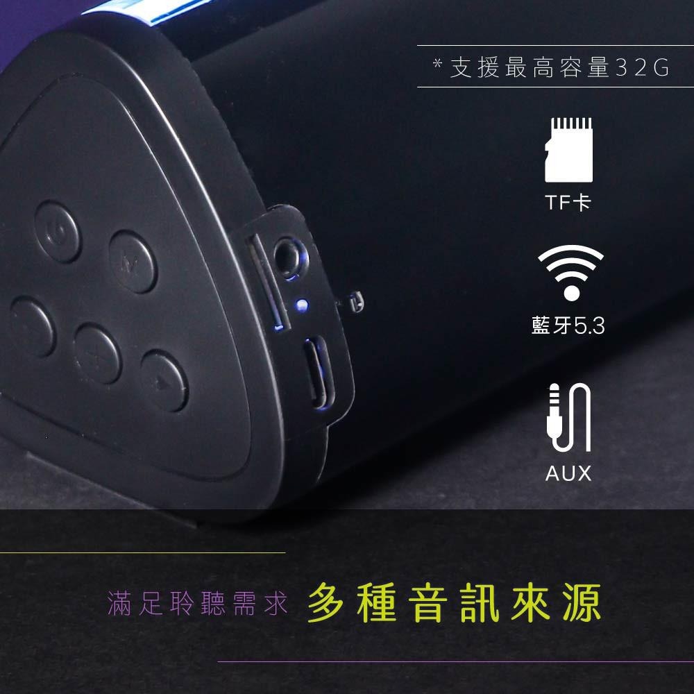 含稅全新原廠保固一年KINYO三角聲霸雙喇叭RGB炫光藍芽5.3串聯TWS插卡喇叭音箱(BTS-762)-細節圖5