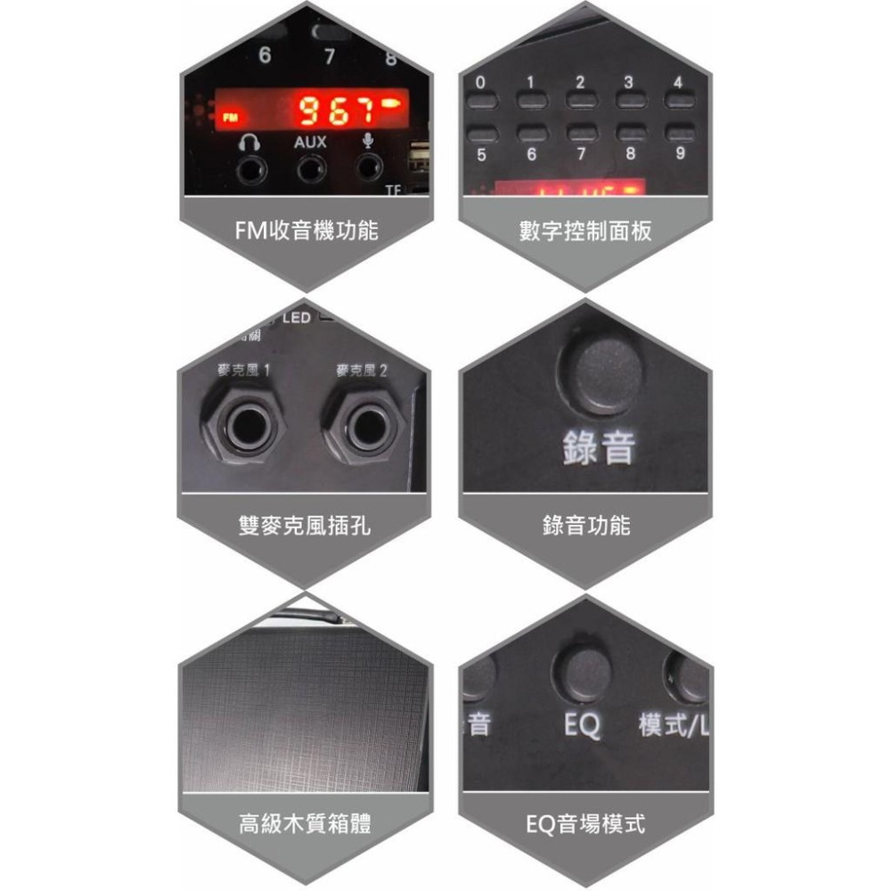 含稅原廠保固一年KINYO遙控木質卡拉OK錄音充電FM藍芽音箱(KY-1793)-細節圖2