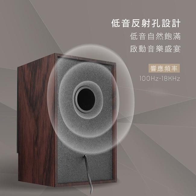 含稅全新原廠保固一年KINYO低音反射孔設計帶耳機孔帶麥克風孔木質音箱喇叭(PS-2000)-細節圖3