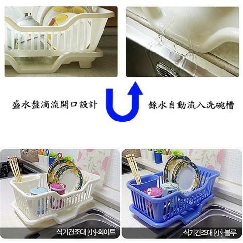 含稅特價大容量三件排水式碗盤收納瀝水架餐具架筷籠(442317)-細節圖6