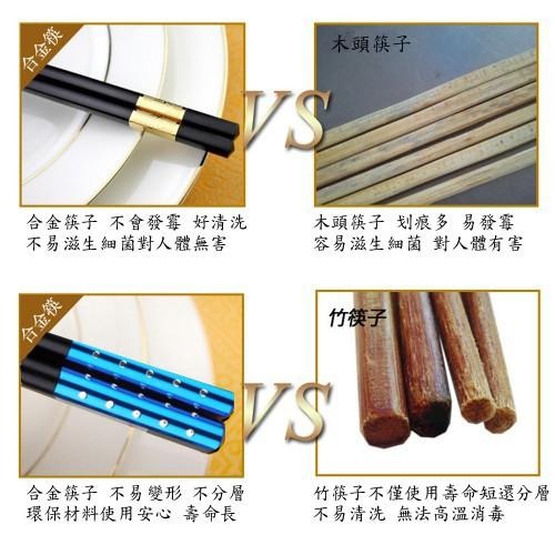 含稅特價5雙裝圓型滿天星鑲鑽高硬度合金筷(22465)-細節圖6