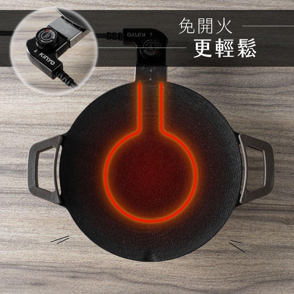 含稅全新原廠保固一年KINYO韓式超薄機身雙食認證不沾塗層導油嘴30cm安全BBQ電烤盤(BP-230)-細節圖3