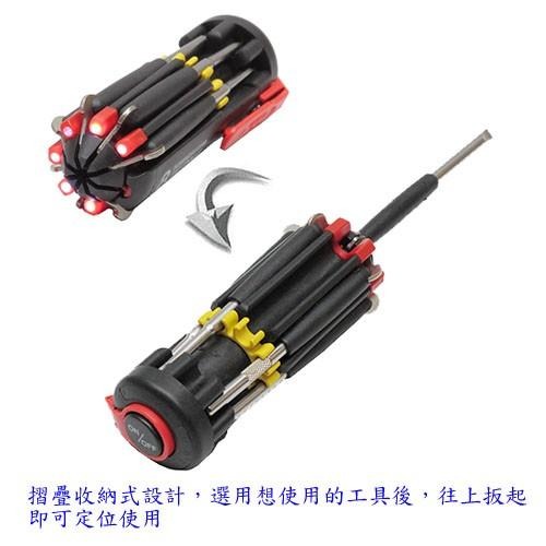 含稅特價超白光6LED8合1帶燈折疊工具組螺絲起子組(8IN1)-細節圖2