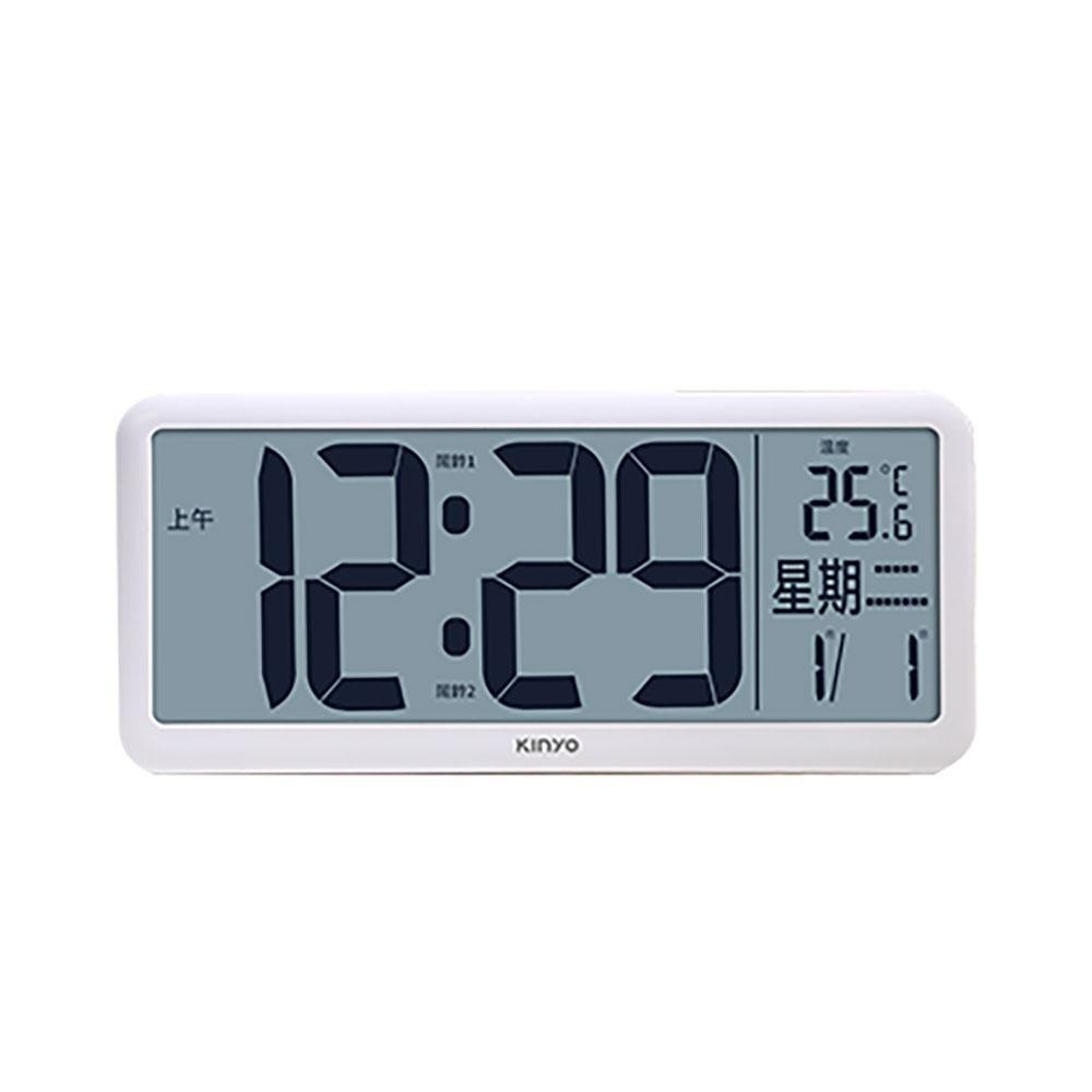 含稅全新原廠保固一年KINYO桌掛兩用36公分大螢幕溫度日期星期貪睡2組鬧鈴貪睡電子鐘鬧鐘壁掛鐘(TD-3020)-細節圖7