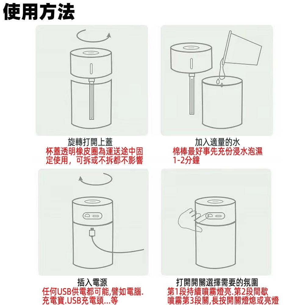含稅全新特價月陽送棉棒6支車用家用七彩USB霧化香芬加濕器水氧機小夜燈薰香機(MBH2)-細節圖9