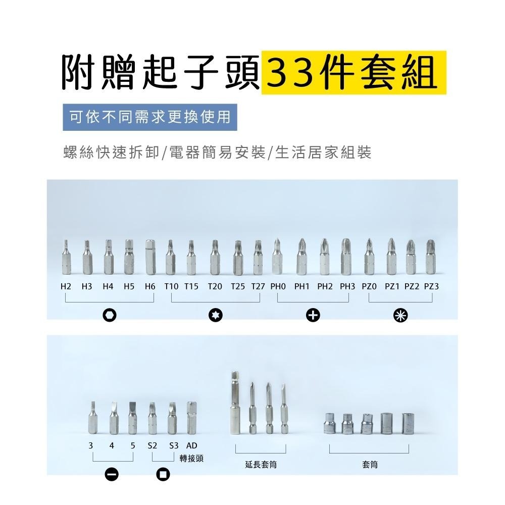 含稅全新原廠保固一年送工具箱KINYO超輕量33件式充電式大電量高轉速強扭力帶照明電動起子(ET-5567)-細節圖8