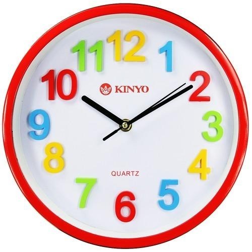 含稅原廠保固一年KINYO圓形立體彩字10吋掃秒靜音掛鐘(CL-128)-細節圖2