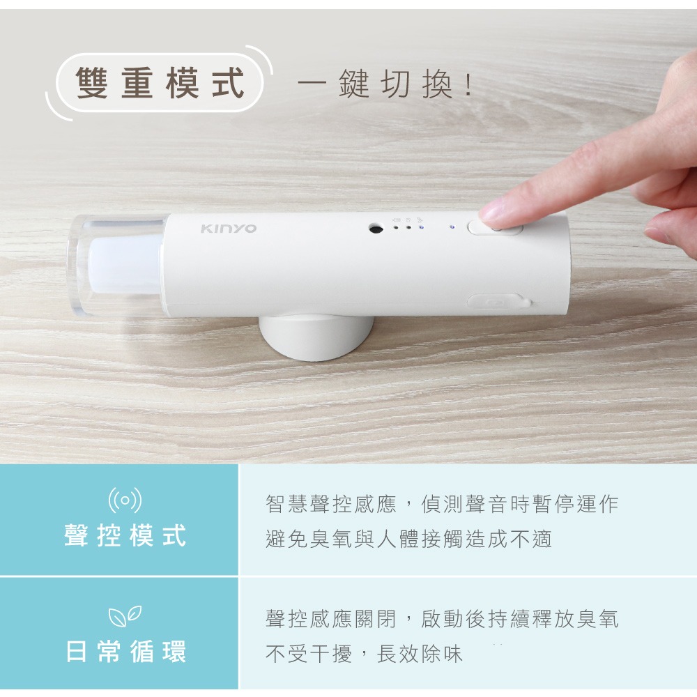 含稅全新原廠保固一年KINYO廚櫃車內充電式磁吸智慧聲控偵測感應帶照明臭氧除味器(OM-350)-細節圖8