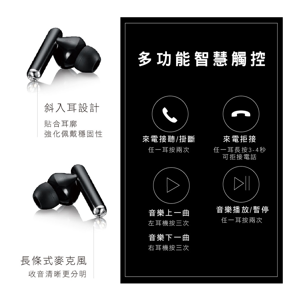 含稅全新原廠保固一年KINYO真無線省電藍牙5.0雙耳立體聲耳機麥克風(BTE-3897)-細節圖4