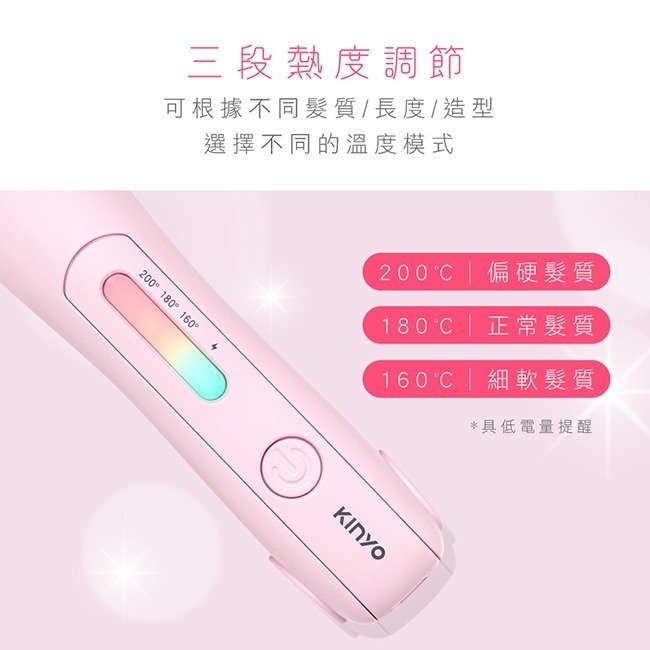 含稅全新原廠保固一年KINYO國際旅行充電式快熱無線陶瓷離子夾直髮平板夾捲髮夾(KHS-3101)-細節圖4