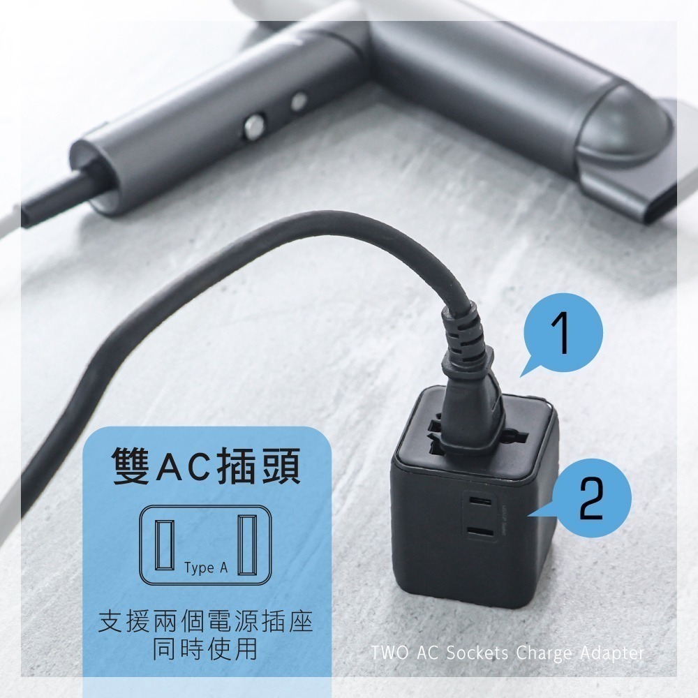 含稅全新原廠保固一年送保險絲KINYO迷你國際轉換插頭雙插座帶保險絲插腳轉換器插座(MPP-3500)-細節圖5