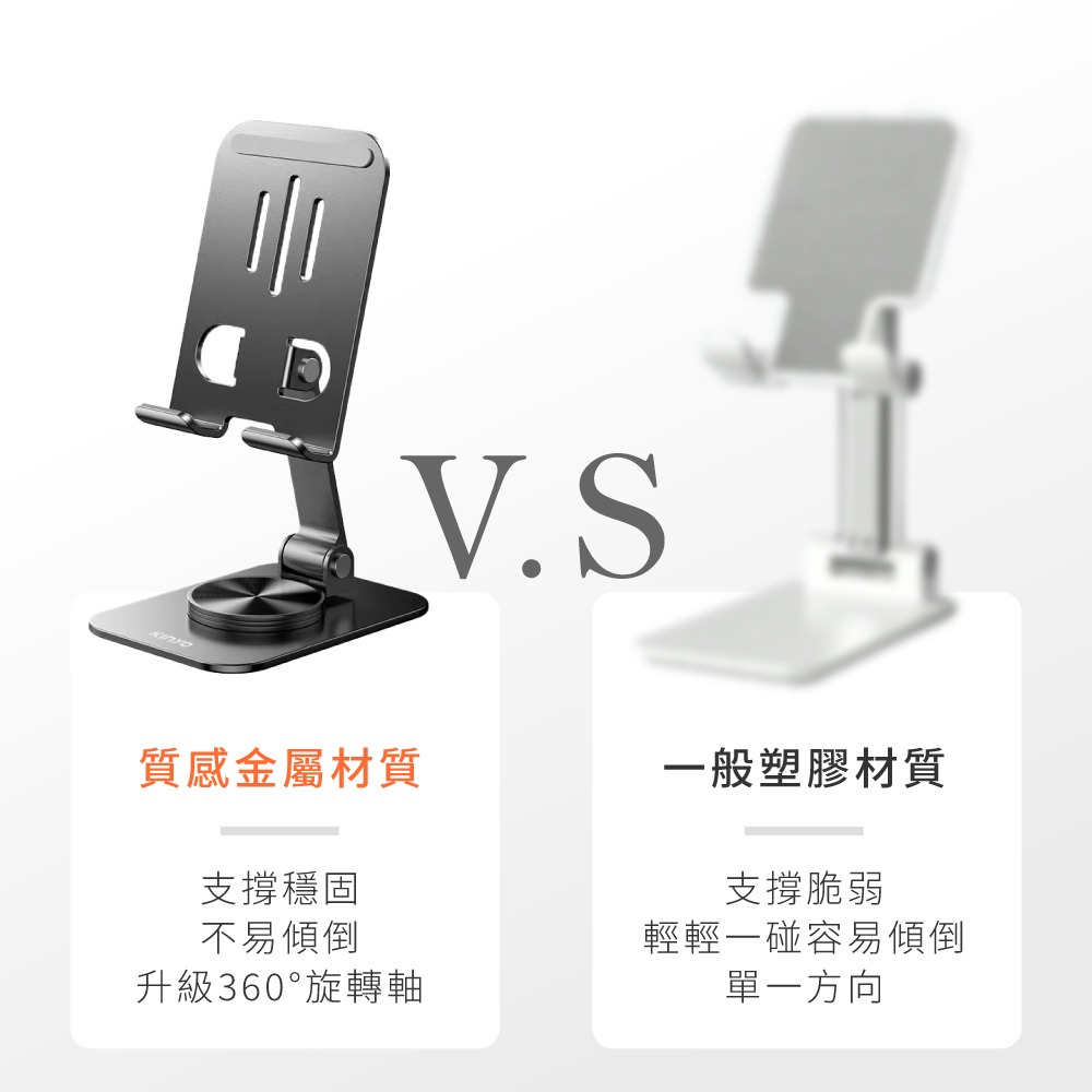 含稅全新原廠保固一年KINYO碳素鋼可折疊可多角度調整360度旋轉手機支架(NCP-270)-細節圖7