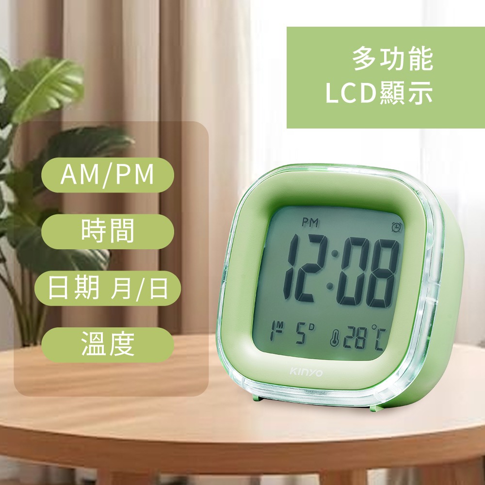 含稅全新原廠保固一年KINYO電池USB雙供電大字幕日期時間溫度小夜燈背光電子鐘貪睡鬧鐘(TD-400)-細節圖6