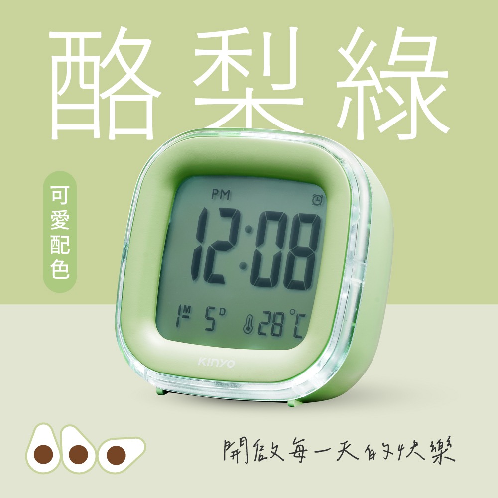 含稅全新原廠保固一年KINYO電池USB雙供電大字幕日期時間溫度小夜燈背光電子鐘貪睡鬧鐘(TD-400)-細節圖8