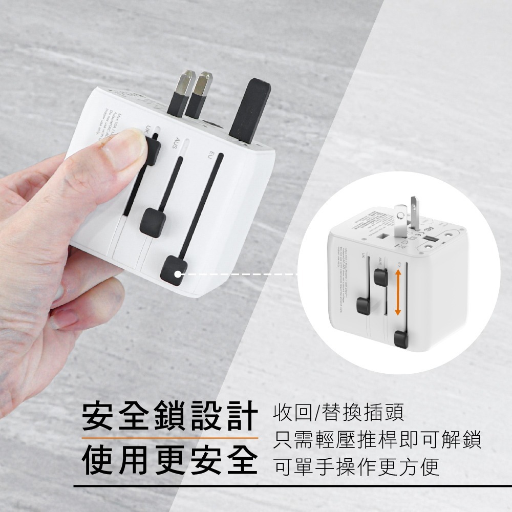 含稅全新原廠保固一年送保險絲KINYO氮化鎵超快充國際轉換插頭雙插座USB雙PD帶保險絲插腳轉換器插座MPP-3520-細節圖10