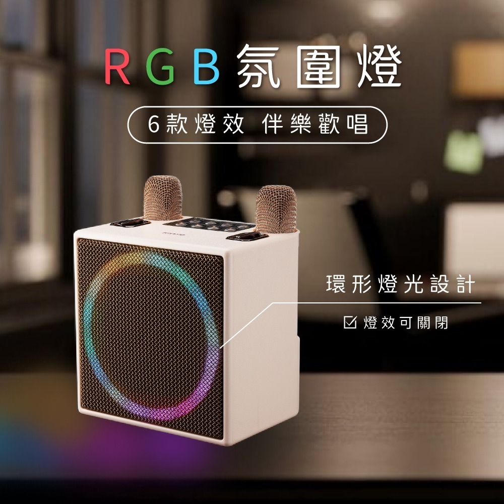 含稅全新原廠保固一年小型便攜KINYO卡拉OK充電式藍芽5.3可消音無線雙麥克風插卡隨身碟音箱喇叭音響(KY-2040)-細節圖2