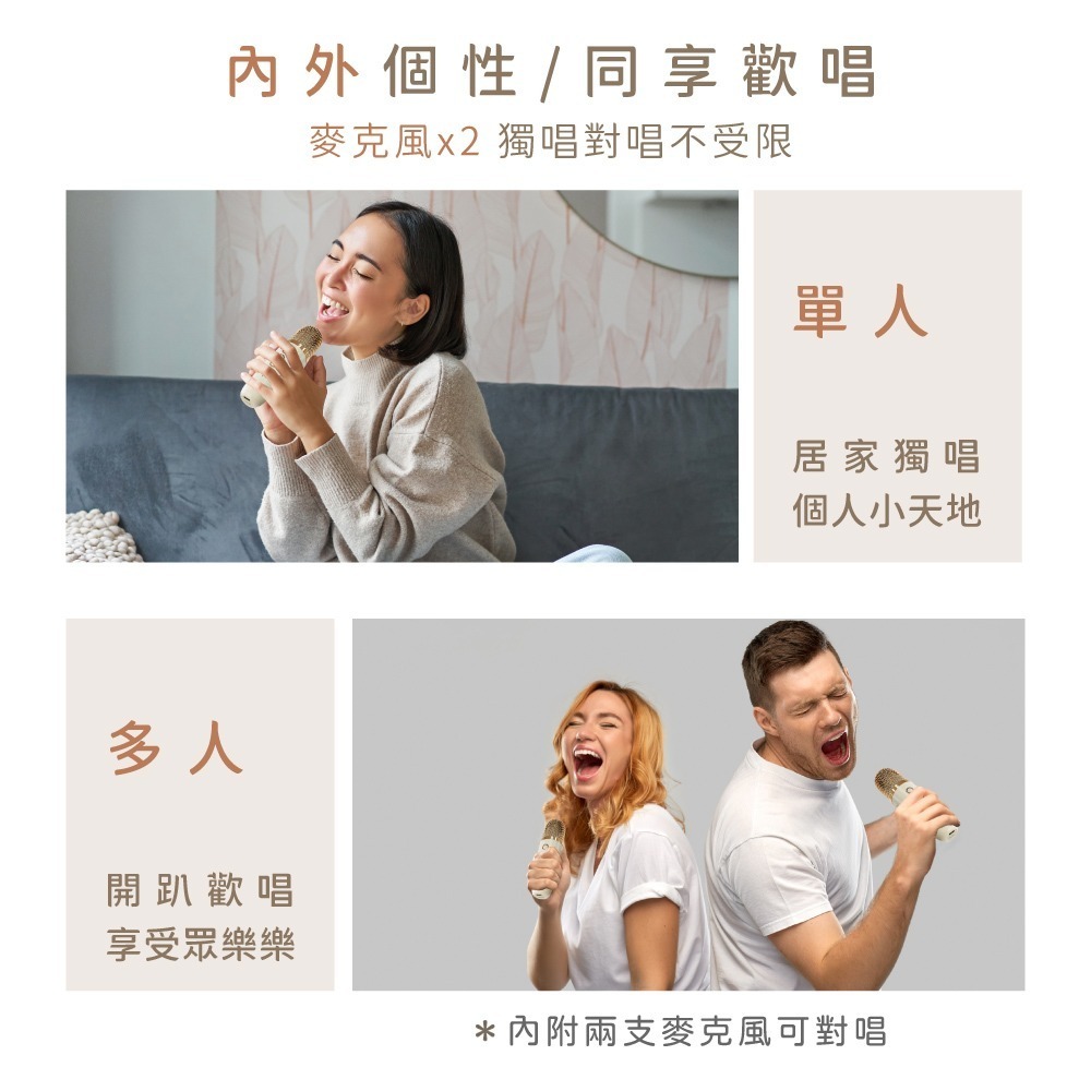 含稅全新原廠保固一年小型便攜KINYO卡拉OK充電式藍芽5.3可消音無線雙麥克風插卡隨身碟音箱喇叭音響(KY-2040)-細節圖3