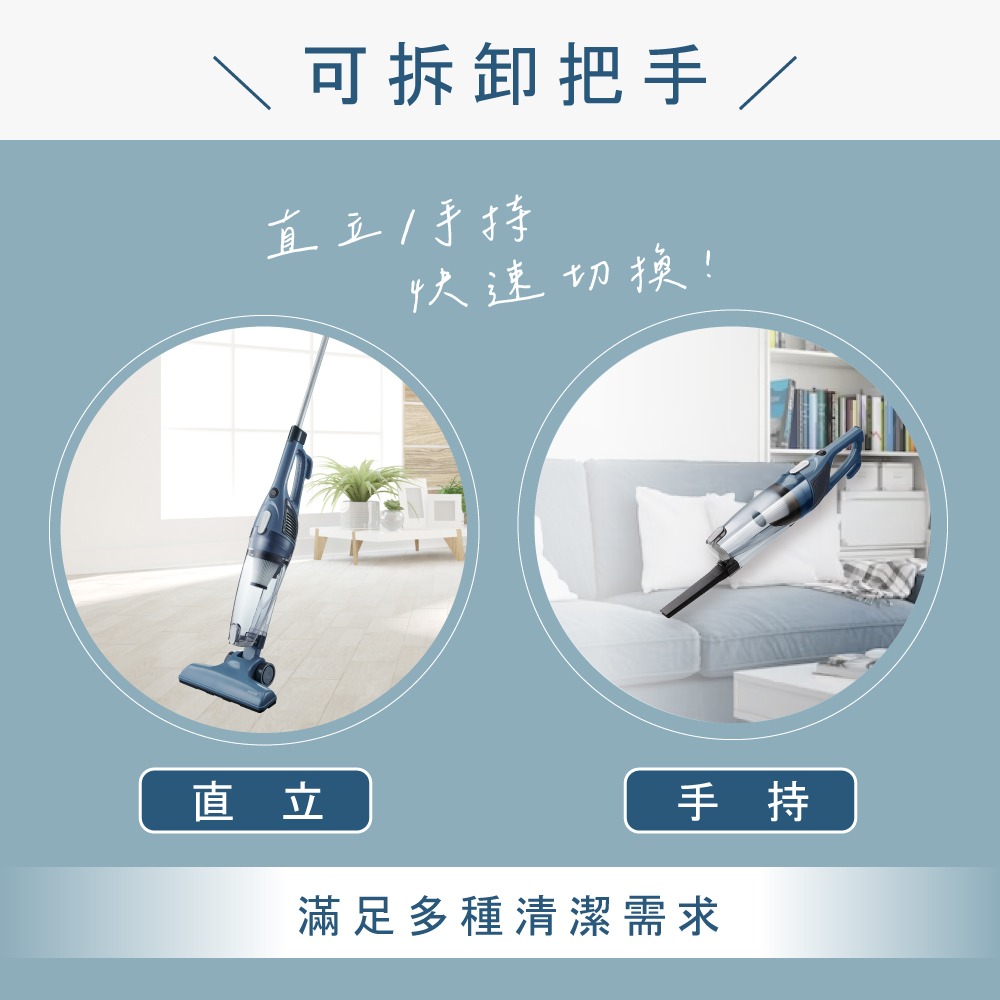 含稅全新原廠保固一年KINYO插電式可水洗HEPA濾心直立手持兩用強力旋風輕量級吸塵器(KVC-6230)-細節圖2