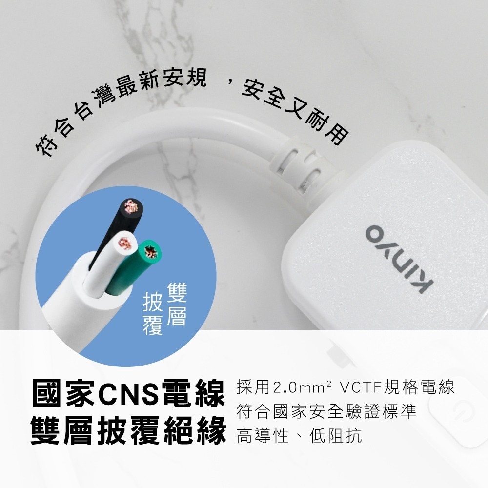 含稅全新原廠保固一年KINYO無熔絲346切346插座3孔多重保護延長線插頭插座WLR-3336.9. WLR3446-細節圖6