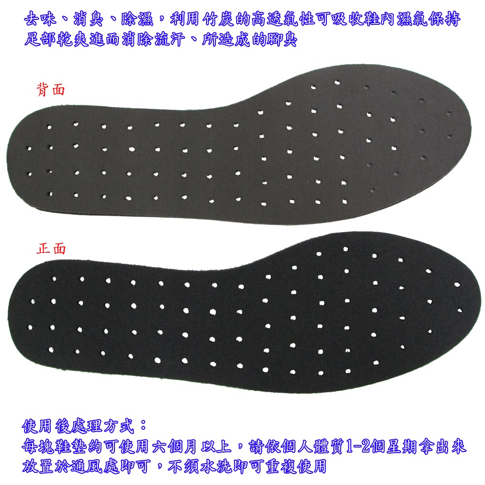 含稅全新特價月陽台灣製造厚4mm通用型可裁剪奈米竹炭消臭鞋墊(WCV230X1)-細節圖4