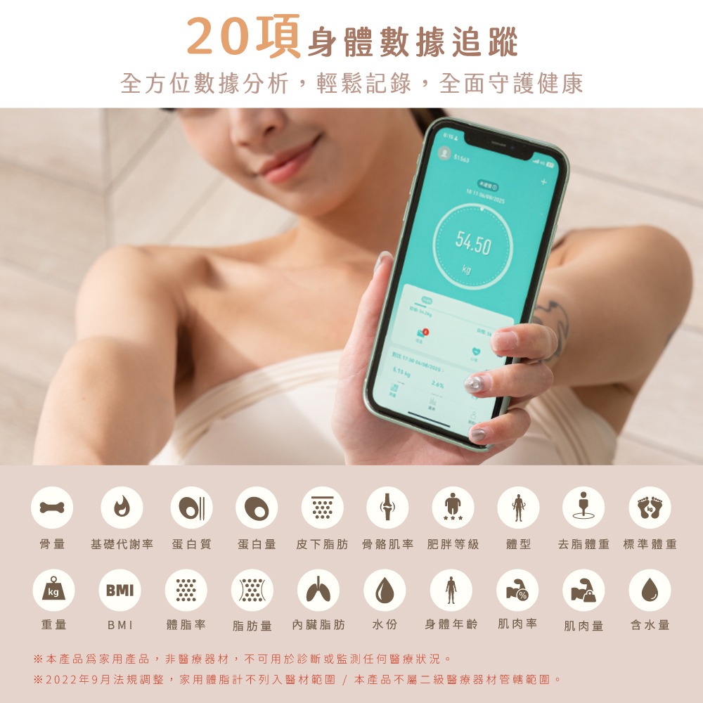 含稅全新原廠保固一年KINYO藍芽APP健康管理20項180公斤鋼化玻璃體重計體重秤(DS-6599)-細節圖2