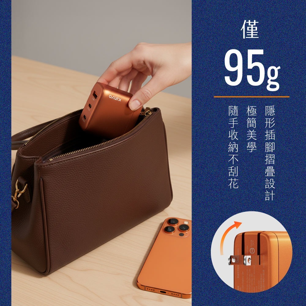 全新原廠保固一年KINYO全球電壓氮化鎵65W急快充PD加雙Type C多重保護充電器充電頭(PDCB-465)-細節圖8