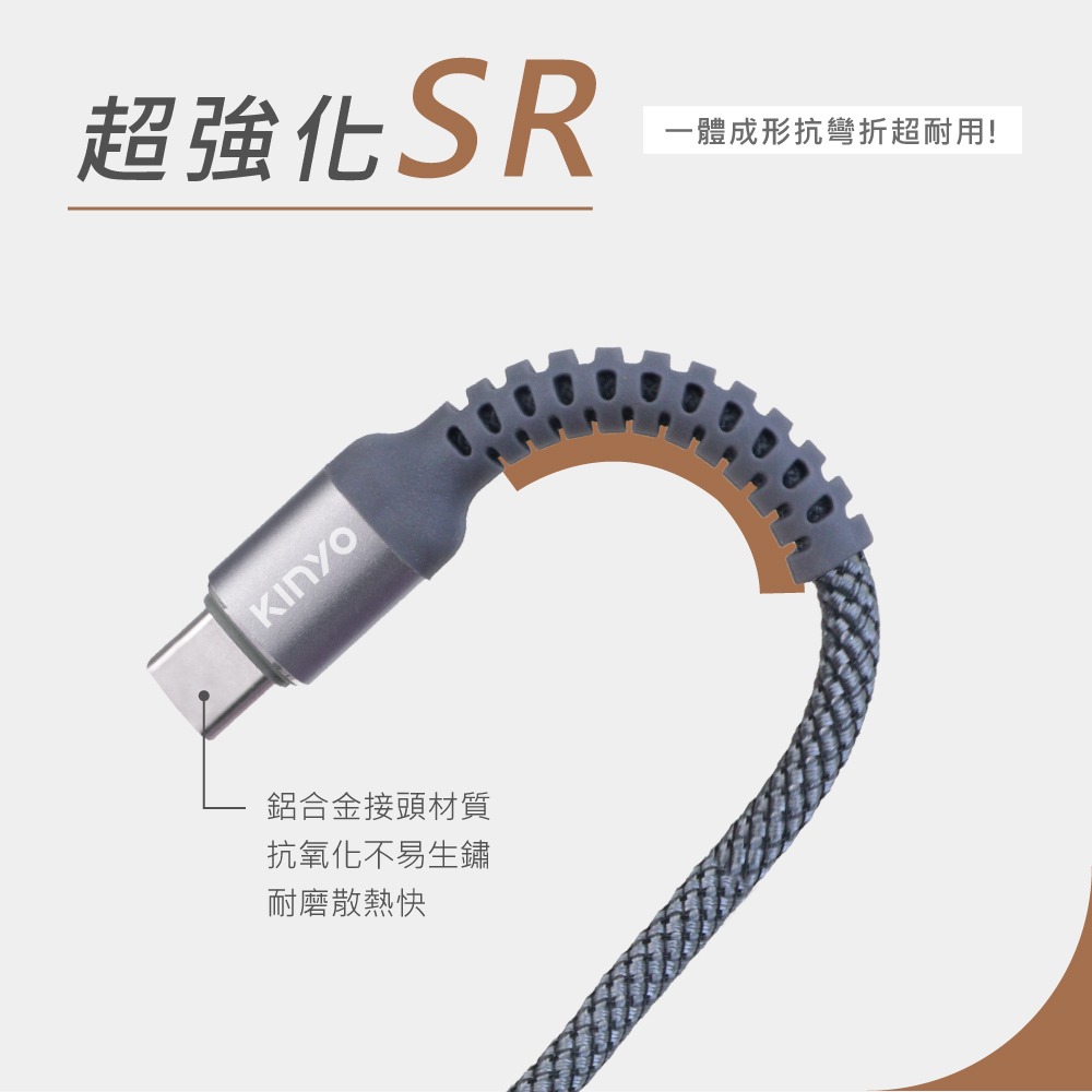 含稅原廠保固一年KINYO台灣製240W快充PD長1.2米TypeC to8PIN充電線資料傳輸線USB-NAC17-細節圖4