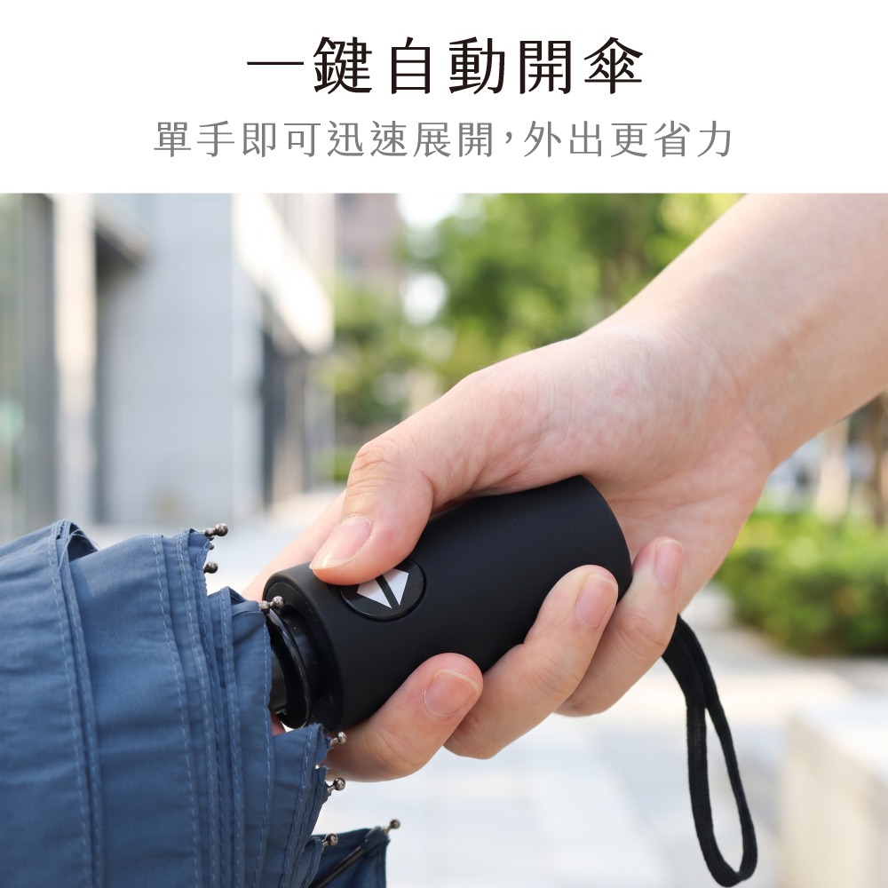 含稅全新原廠保固KINYO手開21吋輕量級防風折痕記憶8K傘骨黑膠抗曬碰擊布一鍵自動傘晴雨傘(KU-9800)-細節圖5