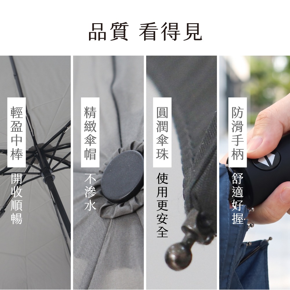 含稅全新原廠保固KINYO手開21吋輕量級防風折痕記憶8K傘骨黑膠抗曬碰擊布一鍵自動傘晴雨傘(KU-9800)-細節圖7