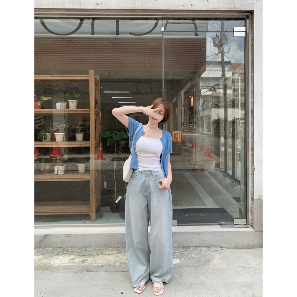 細腰圍推薦✿ 正韓製嘻哈寬鬆牛仔褲 pants ( slowand 自訂款 ) 長褲 高腰 單寧 丹寧-細節圖5