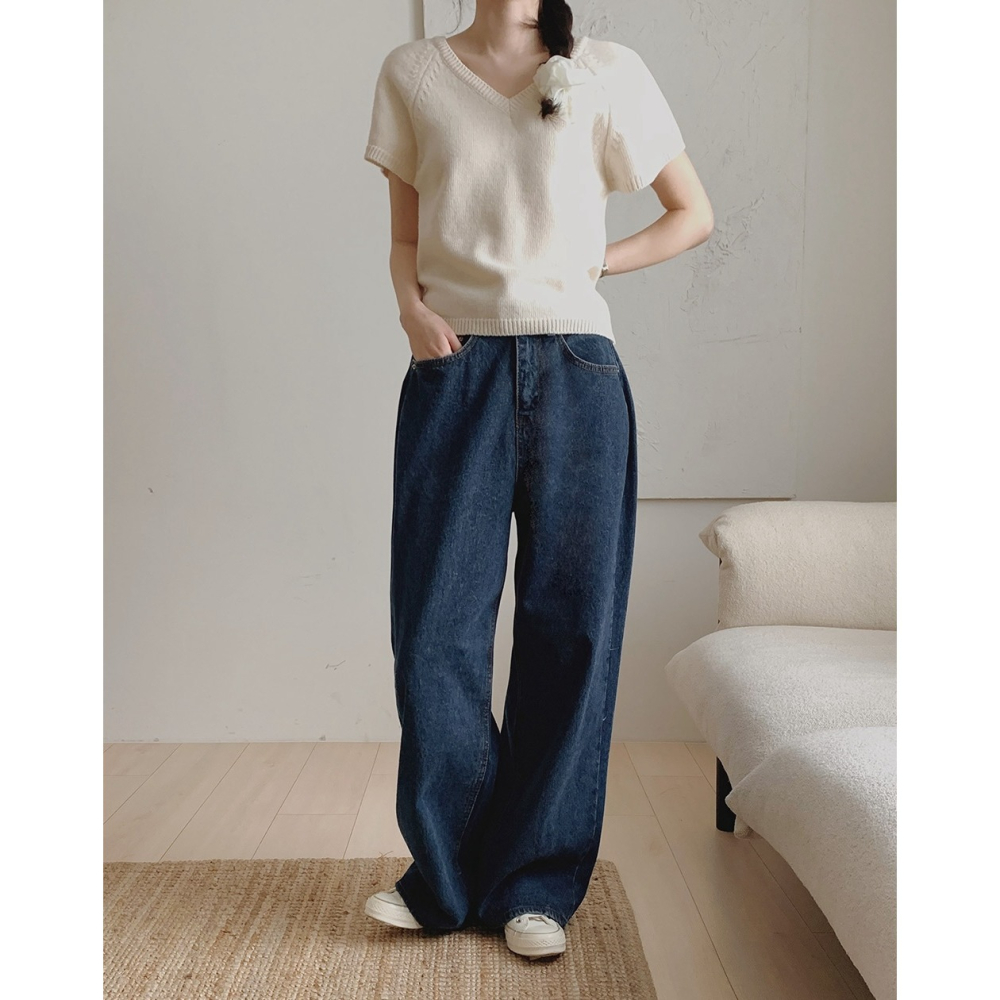 細腰圍推薦✿ 正韓製嘻哈寬鬆牛仔褲 pants ( slowand 自訂款 ) 長褲 高腰 單寧 丹寧-細節圖7