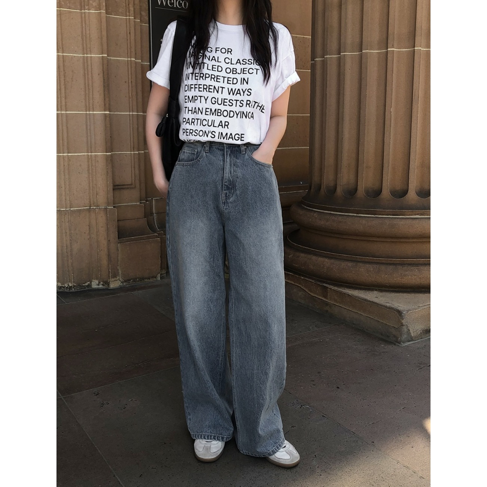 細腰圍推薦✿ 正韓製嘻哈寬鬆牛仔褲 pants ( slowand 自訂款 ) 長褲 高腰 單寧 丹寧-細節圖9