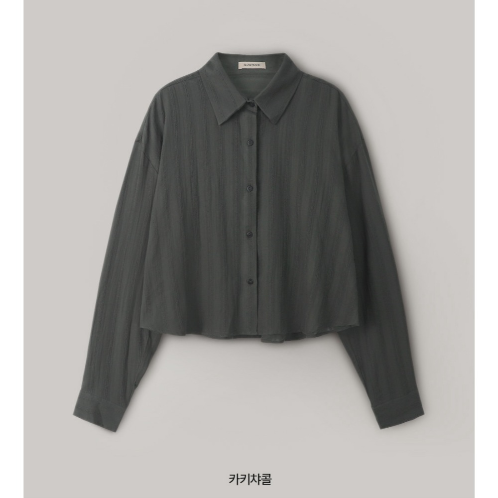 🍂 正韓製秋季法風紋路襯衫 shirt 3色 ( slowand 自訂款 ) 長袖 上衣 中短版 外套-規格圖11