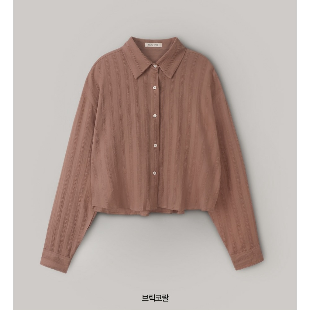 🍂 正韓製秋季法風紋路襯衫 shirt 3色 ( slowand 自訂款 ) 長袖 上衣 中短版 外套-規格圖11